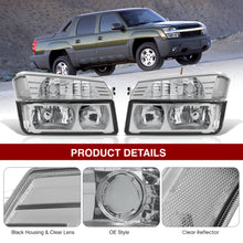 Load image into Gallery viewer, Chevrolet Avalanche (Plastic Body Cladding Models Only) 2002-2006 Factory Style Headlights + Bumpers Chrome Housing Clear Len Clear Reflector
