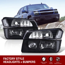 Load image into Gallery viewer, Chevrolet Avalanche (Plastic Body Cladding Models Only) 2002-2006 Factory Style Headlights + Bumpers Black Housing Clear Len Clear Reflector
