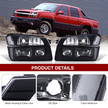 Load image into Gallery viewer, Chevrolet Avalanche (Plastic Body Cladding Models Only) 2002-2006 Factory Style Headlights + Bumpers Black Housing Clear Len Clear Reflector
