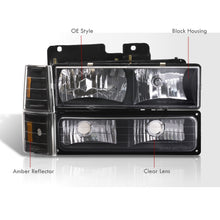 Load image into Gallery viewer, Chevrolet C/K 1500 2500 3500 1994-1998 Factory Style Headlights + Bumper + Corner Lights Black Housing Clear Len Amber Reflector
