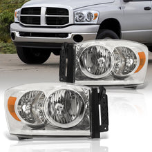 Load image into Gallery viewer, Dodge Ram 1500 2006-2008 / Ram 2500 3500 2006-2009 Factory Style Headlights Chrome Housing Clear Len Amber Reflector
