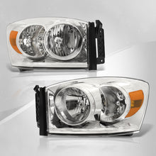 Load image into Gallery viewer, Dodge Ram 1500 2006-2008 / Ram 2500 3500 2006-2009 Factory Style Headlights Chrome Housing Clear Len Amber Reflector
