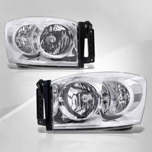 Load image into Gallery viewer, Dodge Ram 1500 2006-2008 / Ram 2500 3500 2006-2009 Factory Style Headlights Chrome Housing Clear Len Clear Reflector
