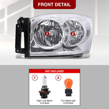 Load image into Gallery viewer, Dodge Ram 1500 2006-2008 / Ram 2500 3500 2006-2009 Factory Style Headlights Chrome Housing Clear Len Clear Reflector

