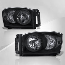 Load image into Gallery viewer, Dodge Ram 1500 2006-2008 / Ram 2500 3500 2006-2009 Factory Style Headlights Black Housing Clear Len Clear Reflector

