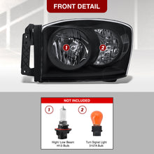 Load image into Gallery viewer, Dodge Ram 1500 2006-2008 / Ram 2500 3500 2006-2009 Factory Style Headlights Black Housing Clear Len Clear Reflector

