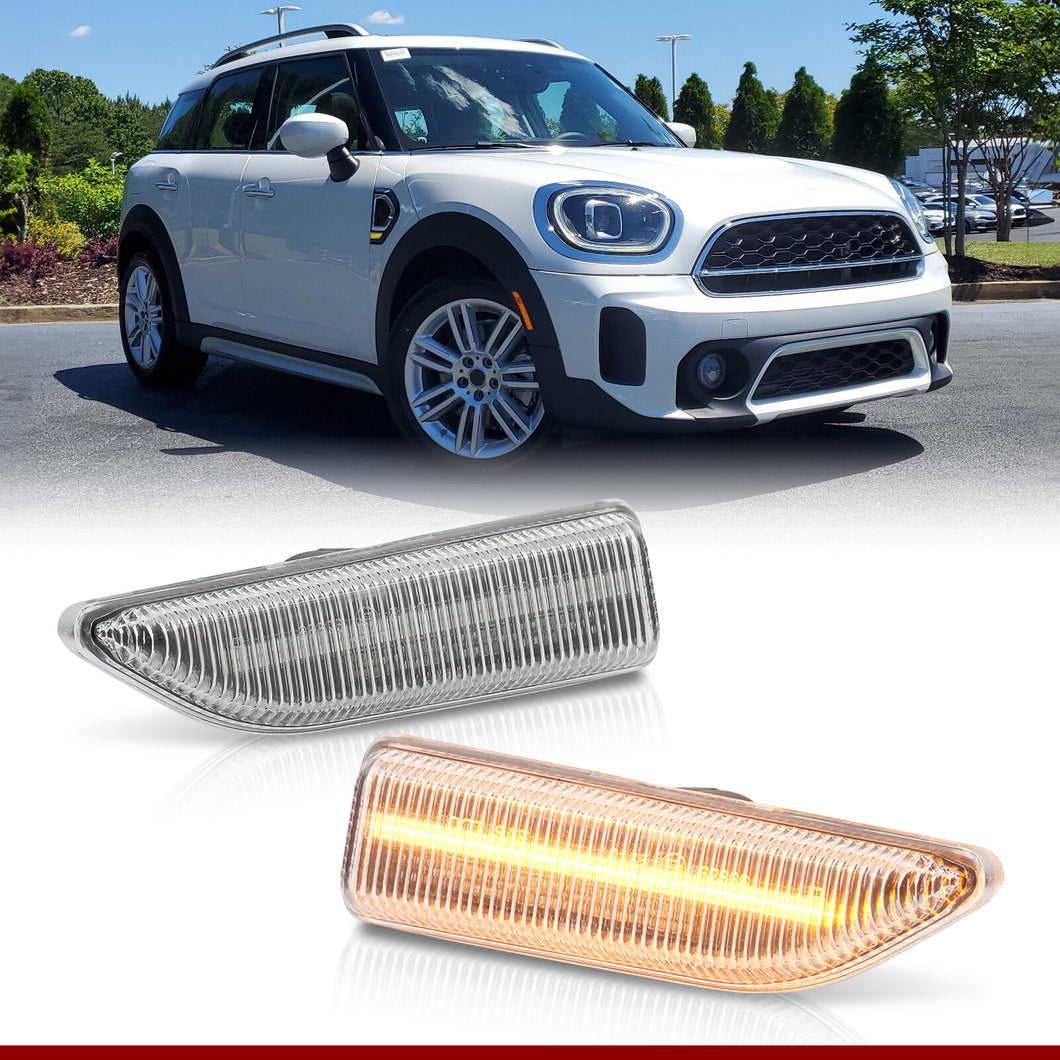 Mini Countryman F60 2017-2023 Front Amber LED Side Marker Lights Clear Len