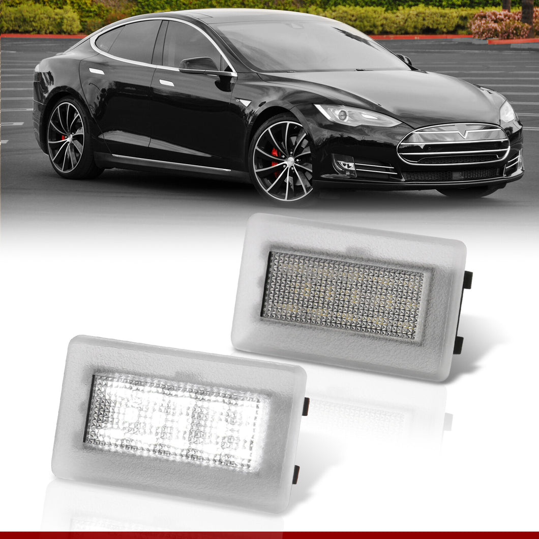 Tesla Model S 2012-2021 / 3 2017-2023 / X 2016-2021 / Y 2020-2023 2-Piece Left & Right Interior White SMD LED Door Courtesy Lights Clear Len