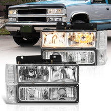 Load image into Gallery viewer, GMC C/K 1500 2500 3500 1994-2000 Factory Style Headlights + Bumpers + Corners Chrome Housing Clear Len Clear Reflector
