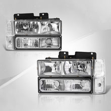Load image into Gallery viewer, GMC C/K 1500 2500 3500 1994-2000 Factory Style Headlights + Bumpers + Corners Chrome Housing Clear Len Clear Reflector
