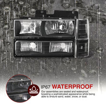 Load image into Gallery viewer, Chevrolet C/K 1500 2500 3500 1988-1993 Factory Style Headlights + Bumpers + Corners Lights Black Housing Clear Len Clear Reflector
