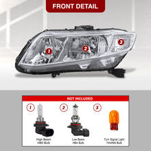 Load image into Gallery viewer, Honda Civic Sedan 2012-2015 / Honda Civic Coupe 2012-2013 Factory Style Headlights Chrome Housing Clear Len Clear Reflector
