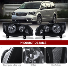 Load image into Gallery viewer, Chrysler Town &amp; Country 2008-2016 / Dodge Grand Caravan 2011-2019 Factory Style Headlights Black Housing Clear Len Clear Reflector (Halogen Models Only)
