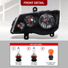 Load image into Gallery viewer, Chrysler Town &amp; Country 2008-2016 / Dodge Grand Caravan 2011-2019 Factory Style Headlights Black Housing Clear Len Clear Reflector (Halogen Models Only)
