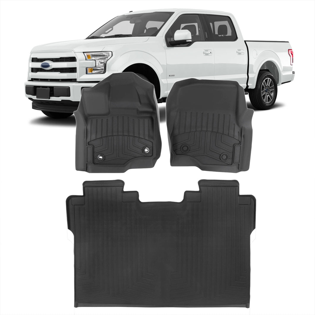 Ford F150 SuperCrew 2015-2023 All Weather Guard 3D Floor Mat Liner (Models With Bucket Seating & Carpet Flooring)