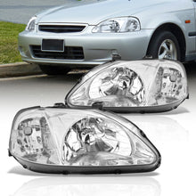 Load image into Gallery viewer, Honda Civic 1999-2000 Factory Style Headlights Chrome Housing Clear Len Clear Reflector
