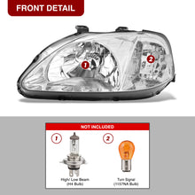 Load image into Gallery viewer, Honda Civic 1999-2000 Factory Style Headlights Chrome Housing Clear Len Clear Reflector
