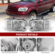 Load image into Gallery viewer, Toyota Tundra (Double Cab / 4 Door Models Only) 2005-2006 / Sequoia 2005-2007 Factory Style Headlights + Corners Chrome Housing Clear Len Clear Reflector

