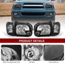 Load image into Gallery viewer, Toyota Tundra (Double Cab / 4 Door Models Only) 2005-2006 / Sequoia 2005-2007 Factory Style Headlights + Corners Black Housing Clear Len Clear Reflector

