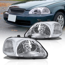 Load image into Gallery viewer, Honda Civic 1996-1998 Factory Style Headlights Chrome Housing Clear Len Clear Reflector
