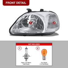 Load image into Gallery viewer, Honda Civic 1996-1998 Factory Style Headlights Chrome Housing Clear Len Clear Reflector
