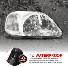 Load image into Gallery viewer, Honda Civic 1996-1998 Factory Style Headlights Chrome Housing Clear Len Clear Reflector
