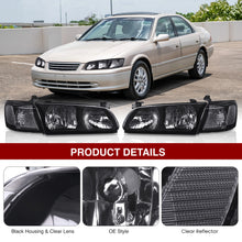 Load image into Gallery viewer, Toyota Camry 2000-2001 Factory Style Headlights + Corners Black Housing Clear Len Clear Reflector
