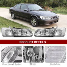 Load image into Gallery viewer, Toyota Camry 2000-2001 Factory Style Headlights + Corners Chrome Housing Clear Len Clear Reflector
