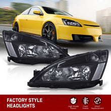 Load image into Gallery viewer, Honda Accord 2003-2007 Factory Style Headlights Black Housing Clear Len Clear Reflector
