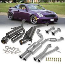 Load image into Gallery viewer, Infiniti G35 Coupe 2003-2007 / Nissan 350Z 2003-2009 Hi-Power Style Oval Dual Tip Stainless Steel Catback Exhaust System Gunmetal (Piping: 2.25" / 58mm | Tip: 4.0")
