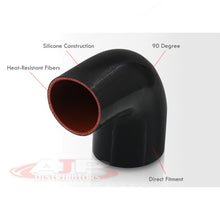 Load image into Gallery viewer, 2.5&quot; to 3&quot; 90 Degree Reducer Silicone Coupler Black
