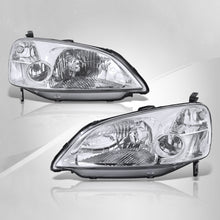 Load image into Gallery viewer, Honda Civic 2/4Door 2001-2003 Factory Style Headlights Chrome Housing Clear Len Clear Reflector
