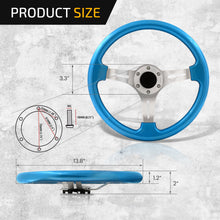 Load image into Gallery viewer, Universal 350mm Heavy Duty Steel Steering Wheel Polished Center Metallic Blue
