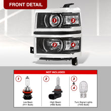 Load image into Gallery viewer, Chevrolet Silverado 1500 2014-2015 Factory Style Projector Headlights Black Housing Clear Len Clear Reflector
