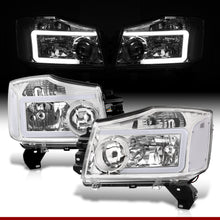 Load image into Gallery viewer, Nissan Titan 2004-2015 / Armada 2004-2007 LED DRL Bar Factory Style Headlights Chrome Housing Clear Len Clear Reflector
