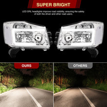 Load image into Gallery viewer, Nissan Titan 2004-2015 / Armada 2004-2007 LED DRL Bar Factory Style Headlights Chrome Housing Clear Len Clear Reflector
