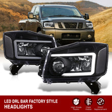 Load image into Gallery viewer, Nissan Titan 2004-2015 / Armada 2004-2007 LED DRL Bar Factory Style Headlights Black Housing Clear Len Clear Reflector
