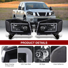 Load image into Gallery viewer, Nissan Titan 2004-2015 / Armada 2004-2007 LED DRL Bar Factory Style Headlights Black Housing Clear Len Clear Reflector
