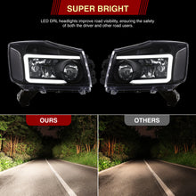 Load image into Gallery viewer, Nissan Titan 2004-2015 / Armada 2004-2007 LED DRL Bar Factory Style Headlights Black Housing Clear Len Clear Reflector
