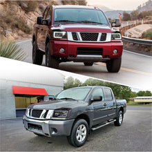 Load image into Gallery viewer, Nissan Titan 2004-2015 / Armada 2004-2007 LED DRL Bar Factory Style Headlights Black Housing Clear Len Clear Reflector
