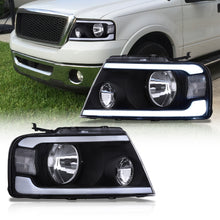 Load image into Gallery viewer, Ford F150 2004-2008 / Lincoln Mark LT 2005-2008 LED DRL Bar Factory Style Headlights Black Housing Clear Len Clear Reflector
