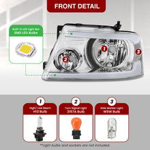 Load image into Gallery viewer, Ford F150 2004-2008 / Lincoln Mark LT 2005-2008 LED DRL Bar Factory Style Headlights Chrome Housing Clear Len Clear Reflector
