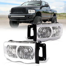Load image into Gallery viewer, Dodge Ram 1500 2002-2005 / Ram 2500 3500 2003-2005 LED DRL Bar Factory Style Headlights Chrome Housing Clear Len Clear Reflector
