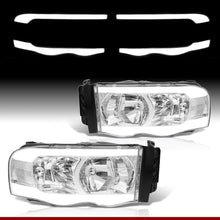 Load image into Gallery viewer, Dodge Ram 1500 2002-2005 / Ram 2500 3500 2003-2005 LED DRL Bar Factory Style Headlights Chrome Housing Clear Len Clear Reflector
