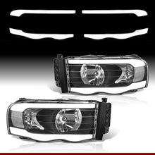 Load image into Gallery viewer, Dodge Ram 1500 2002-2005 / Ram 2500 3500 2003-2005 LED DRL Bar Factory Style Headlights Black Housing Clear Len Clear Reflector
