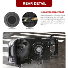 Load image into Gallery viewer, Dodge Ram 1500 2002-2005 / Ram 2500 3500 2003-2005 LED DRL Bar Factory Style Headlights Black Housing Clear Len Clear Reflector
