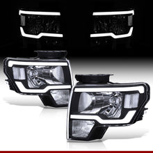 Load image into Gallery viewer, Ford F150 2009-2014 LED DRL Bar Factory Style Headlights Black Housing Clear Len Clear Reflector (Halogen Models Only)
