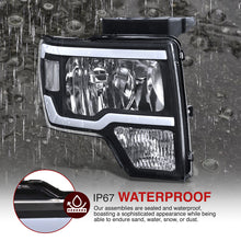 Load image into Gallery viewer, Ford F150 2009-2014 LED DRL Bar Factory Style Headlights Black Housing Clear Len Clear Reflector (Halogen Models Only)
