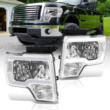 Load image into Gallery viewer, Ford F150 2009-2014 LED DRL Bar Factory Style Headlights Chrome Housing Clear Len Clear Reflector (Halogen Models Only)

