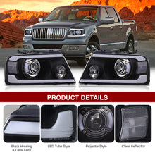 Load image into Gallery viewer, Ford F150 2004-2008 LED DRL Bar Projector Headlights Black Housing Clear Len Clear Reflector
